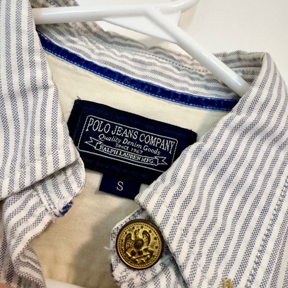 Ralph Lauren, Polo Jeans Company, Button Down Shirt, Blue Stripes - Picture 3 of 4
